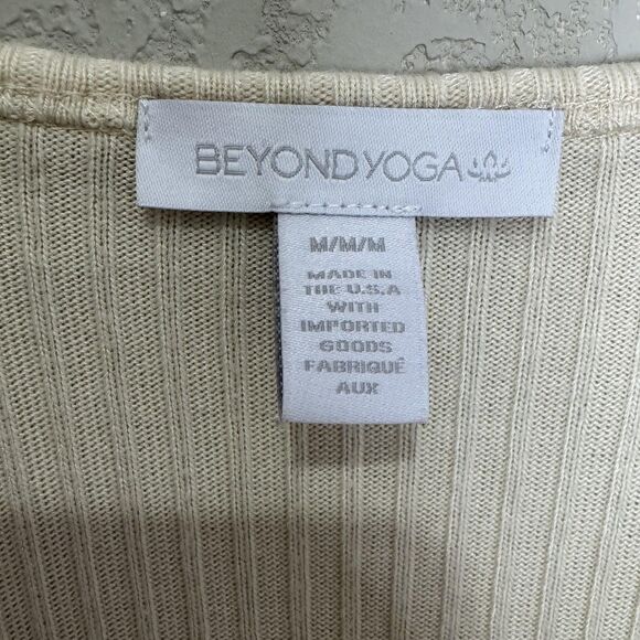 Beyond Yoga Jumpsuit Womens Medium Ivory Ribbed V-Neck Drawstring Made in USA - Picture 4 of 12